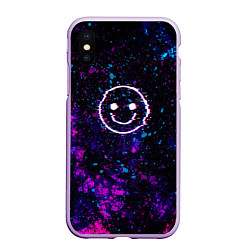 Чехол iPhone XS Max матовый GLITCH SMILE ГЛИТЧ СМАЙЛ