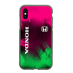 Чехол iPhone XS Max матовый NEON HONDA НЕОН ХОНДА, цвет: 3D-темно-зеленый