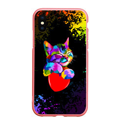 Чехол iPhone XS Max матовый РАДУЖНЫЙ КОТИК RAINBOW KITTY