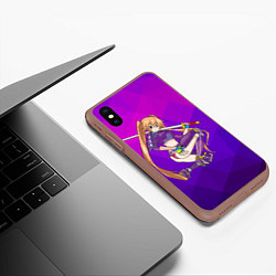 Чехол iPhone XS Max матовый Аниме девушка 18, цвет: 3D-коричневый — фото 2