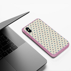 Чехол iPhone XS Max матовый ВМФ Якоря, цвет: 3D-розовый — фото 2