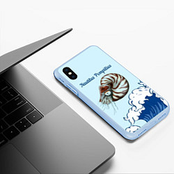 Чехол iPhone XS Max матовый Nautilus Pompilius океан, цвет: 3D-голубой — фото 2