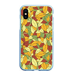 Чехол iPhone XS Max матовый Яркие осенние листья, цвет: 3D-голубой