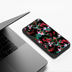 Чехол iPhone XS Max матовый Гранжевый абстрактный узор, цвет: 3D-черный — фото 2