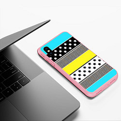 Чехол iPhone XS Max матовый Неоновый яркий полосатый узор, цвет: 3D-баблгам — фото 2