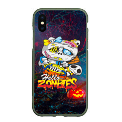 Чехол iPhone XS Max матовый Hello Zombies, цвет: 3D-темно-зеленый