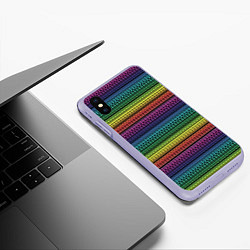 Чехол iPhone XS Max матовый Этнический радужный орнамент, цвет: 3D-светло-сиреневый — фото 2