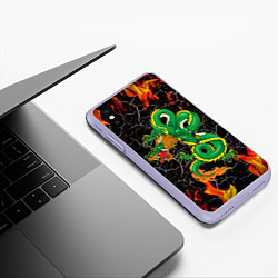 Чехол iPhone XS Max матовый Дракон Огонь Dragon Fire, цвет: 3D-светло-сиреневый — фото 2