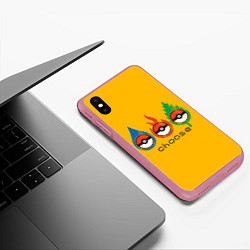 Чехол iPhone XS Max матовый Выбирай покемона, цвет: 3D-малиновый — фото 2