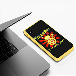 Чехол iPhone XS Max матовый Пиццачу, цвет: 3D-желтый — фото 2