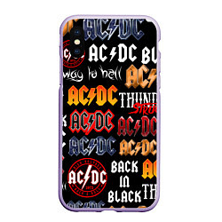 Чехол iPhone XS Max матовый AC DC LOGOBOMBING, цвет: 3D-светло-сиреневый