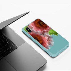 Чехол iPhone XS Max матовый Пиксельный узор Маки, цвет: 3D-мятный — фото 2