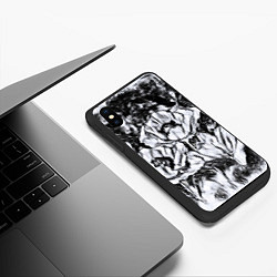 Чехол iPhone XS Max матовый Черно-белый узор Маки, цвет: 3D-черный — фото 2