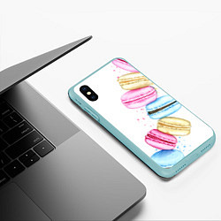 Чехол iPhone XS Max матовый Macarons Нежный десерт, цвет: 3D-мятный — фото 2