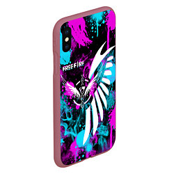 Чехол iPhone XS Max матовый FREE FIRE NEON, цвет: 3D-малиновый — фото 2