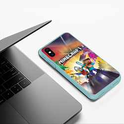 Чехол iPhone XS Max матовый MINECRAFT МАЙНКРАФТ Z, цвет: 3D-мятный — фото 2