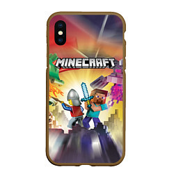 Чехол iPhone XS Max матовый MINECRAFT МАЙНКРАФТ Z, цвет: 3D-коричневый