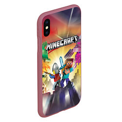 Чехол iPhone XS Max матовый MINECRAFT МАЙНКРАФТ Z, цвет: 3D-малиновый — фото 2