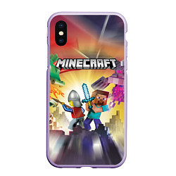 Чехол iPhone XS Max матовый MINECRAFT МАЙНКРАФТ Z, цвет: 3D-светло-сиреневый