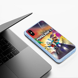 Чехол iPhone XS Max матовый MINECRAFT МАЙНКРАФТ Z, цвет: 3D-голубой — фото 2