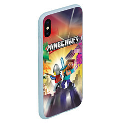 Чехол iPhone XS Max матовый MINECRAFT МАЙНКРАФТ Z, цвет: 3D-голубой — фото 2