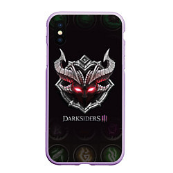 Чехол iPhone XS Max матовый Руны Darksiders 3 Z, цвет: 3D-сиреневый