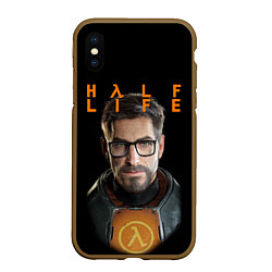 Чехол iPhone XS Max матовый HALF-LIFE FREEMAN ФРИМАН Z, цвет: 3D-коричневый