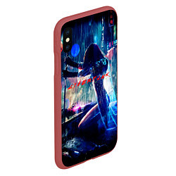 Чехол iPhone XS Max матовый Cyberpunk девушка с катаной, цвет: 3D-красный — фото 2