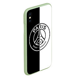 Чехол iPhone XS Max матовый ФК ПСЖ PSG BLACK & WHITE, цвет: 3D-салатовый — фото 2