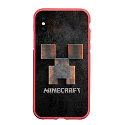 Чехол iPhone XS Max матовый MINECRAFT TEXTURE IRON, цвет: 3D-красный