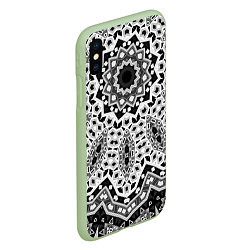 Чехол iPhone XS Max матовый Черно-белый орнамент, цвет: 3D-салатовый — фото 2