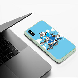 Чехол iPhone XS Max матовый Пачка молока на скейте, цвет: 3D-салатовый — фото 2