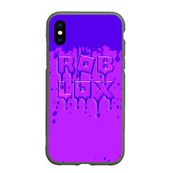 Чехол iPhone XS Max матовый ROBLOX ФИОЛЕТОВЫЕ ПОДТЕКИ, цвет: 3D-темно-зеленый