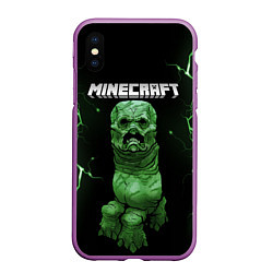 Чехол iPhone XS Max матовый CREEPER 3D MINECRAFT 3D Z, цвет: 3D-фиолетовый