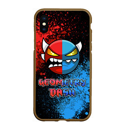 Чехол iPhone XS Max матовый Geometry Dash Red Blue, цвет: 3D-коричневый