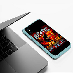 Чехол iPhone XS Max матовый ACDC HELLS BELLS, цвет: 3D-мятный — фото 2