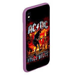 Чехол iPhone XS Max матовый ACDC HELLS BELLS, цвет: 3D-фиолетовый — фото 2