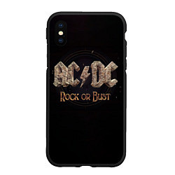 Чехол iPhone XS Max матовый ACDC Rock or Bust, цвет: 3D-черный