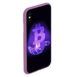 Чехол iPhone XS Max матовый BITCOIN IN HAND БИТКОИН, цвет: 3D-фиолетовый — фото 2