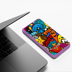 Чехол iPhone XS Max матовый LOVE PEACE PARTY Z, цвет: 3D-фиолетовый — фото 2