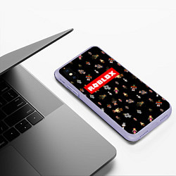 Чехол iPhone XS Max матовый ROBLOX PATTERN РОБЛОКС Z, цвет: 3D-светло-сиреневый — фото 2