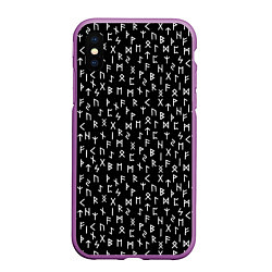 Чехол iPhone XS Max матовый Руны, цвет: 3D-фиолетовый