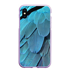 Чехол iPhone XS Max матовый Перья попугая, цвет: 3D-сиреневый