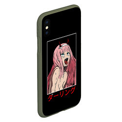 Чехол iPhone XS Max матовый Зеро ту ahegao франкс, цвет: 3D-темно-зеленый — фото 2