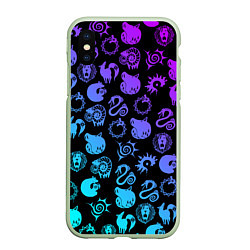Чехол iPhone XS Max матовый 7 СМЕРТНЫХ ГРЕХОВ НЕОН ЭМБЛЕМЫ, цвет: 3D-салатовый