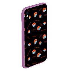 Чехол iPhone XS Max матовый Halloween 2021 , тыква в маске и коронавирус на че, цвет: 3D-фиолетовый — фото 2