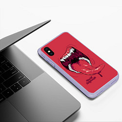 Чехол iPhone XS Max матовый Пасть красного хищника, цвет: 3D-светло-сиреневый — фото 2