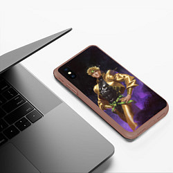 Чехол iPhone XS Max матовый Дио Брандо Космический из ДЖО джо, цвет: 3D-коричневый — фото 2