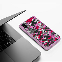 Чехол iPhone XS Max матовый Именной камуфляж Лена, цвет: 3D-сиреневый — фото 2
