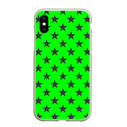 Чехол iPhone XS Max матовый Звездный фон зеленый
